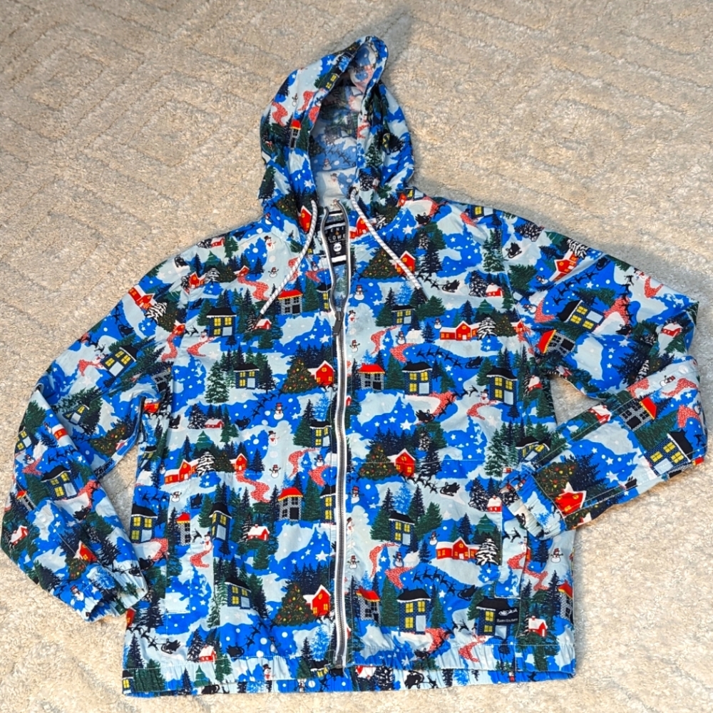 Denim & Flower Ricky Singh Men's Hooded Happy Holidays Full Zip Jacket, Medium